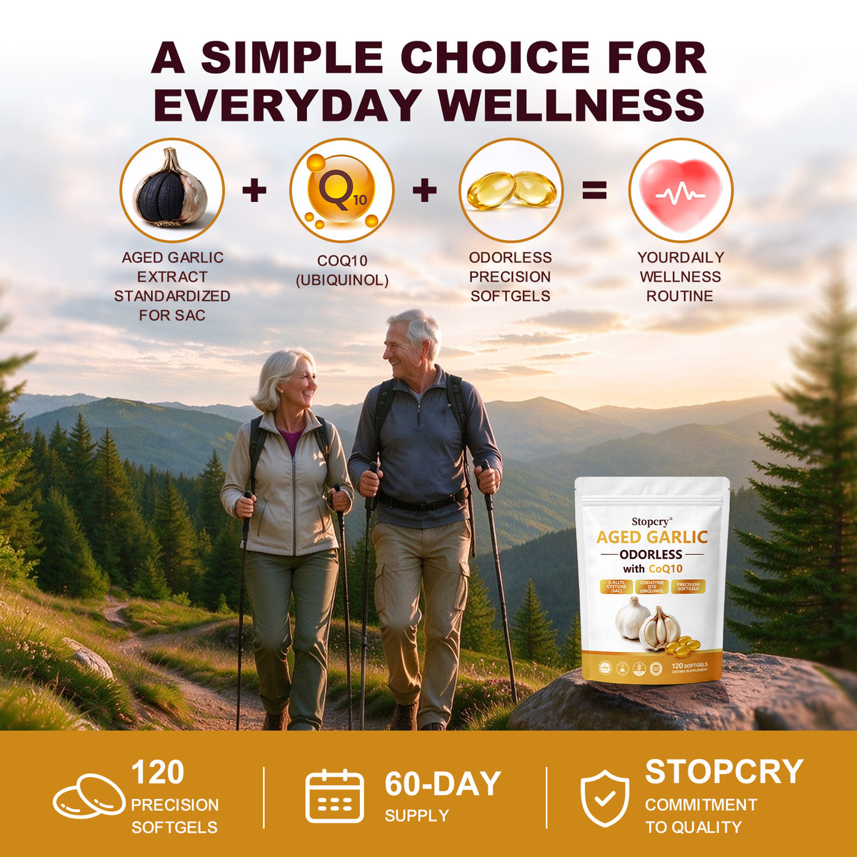 Aged Garlic Softgels with CoQ10 Ubiquinol & Vitamin K2 – 120 Softgels Classic | Stopcry