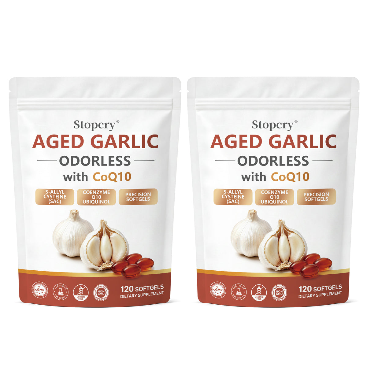 Aged Garlic Softgels with CoQ10 & Vitamin K2 – 120 Softgels | Stopcry