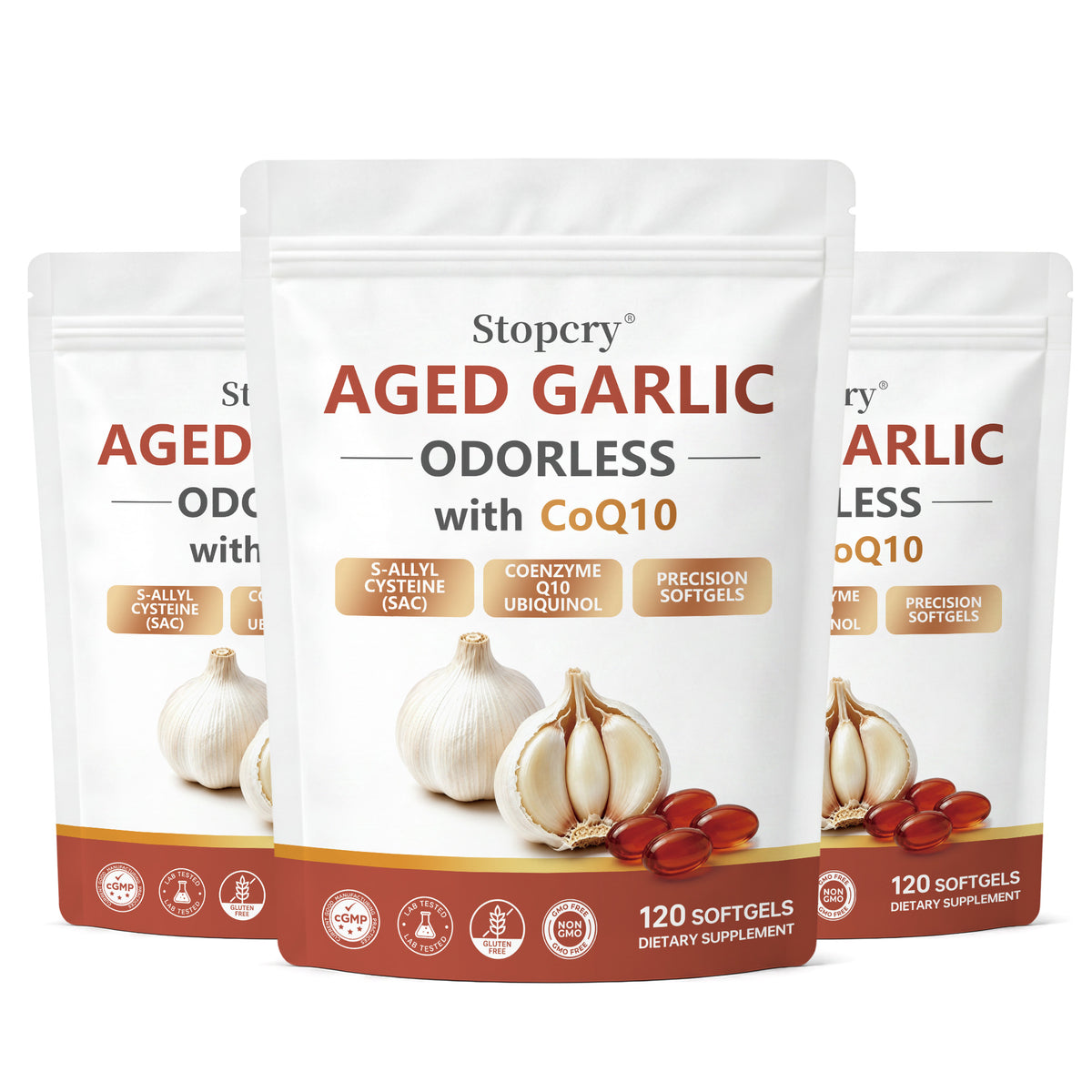 Aged Garlic Softgels with CoQ10 & Vitamin K2 – 120 Softgels | Stopcry