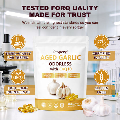 Aged Garlic Softgels with CoQ10 Ubiquinol & Vitamin K2 – 120 Softgels Classic | Stopcry