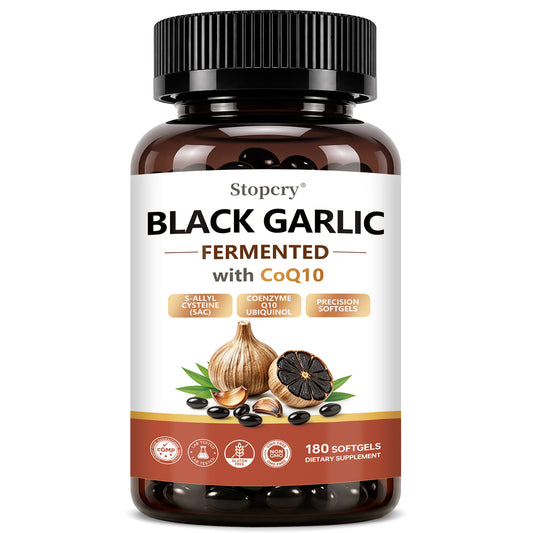 Fermented Black Garlic Softgels with CoQ10 & Vitamin K2 – 180 Softgels | Stopcry