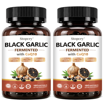Fermented Black Garlic Softgels with CoQ10 & Vitamin K2 – 180 Softgels | Stopcry