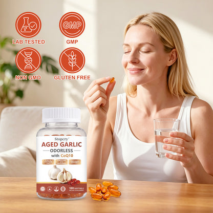 Aged Garlic Softgels with CoQ10 & Vitamin K2 – 180 Softgels | Stopcry
