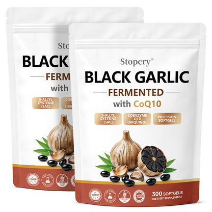 Fermented Black Garlic Softgels with CoQ10 & Vitamin K2 – 300 Softgels | Stopcry