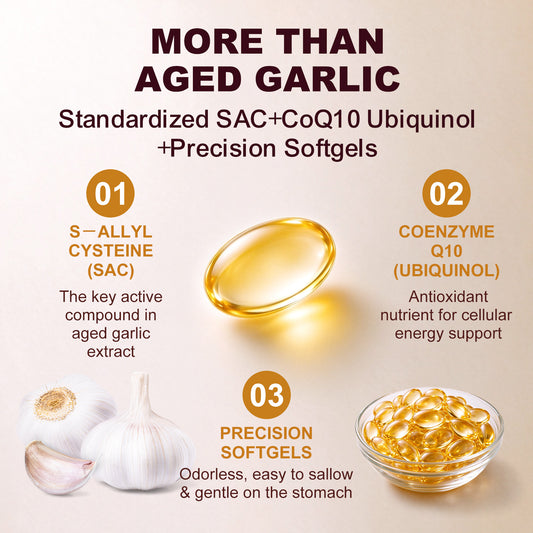 Aged Garlic Softgels with CoQ10 Ubiquinol & Vitamin K2 – 120 Softgels Classic | Stopcry