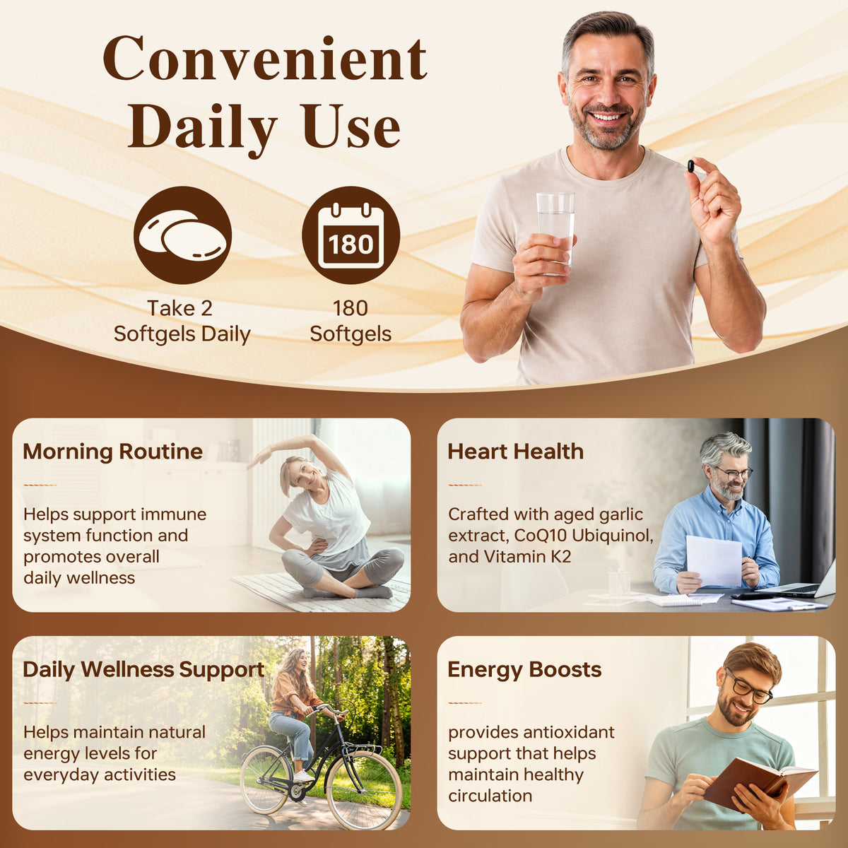 Fermented Black Garlic Softgels with CoQ10 & Vitamin K2 – 180 Softgels | Stopcry